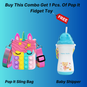 Excited Deals 5 :: Cartoon Printed Pop It Sling Bag + Shipper For Baby Girls + FREE Pop Toy