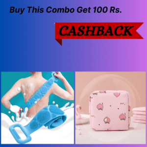 Combo Of Silicone Shower Body Scrubber & Sanitary Napkin Storage Bag