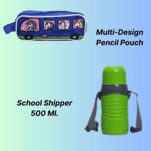 Insulated Thermos With Double Wall Inner & Pencil Pouch For School Kids