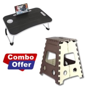 Combo Strong Folding Step Stool Foldable Laptop & Study Table | Dream Vazaar