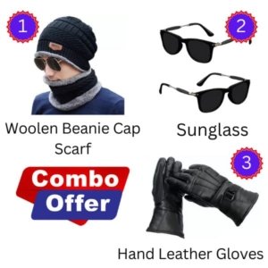 Combo Leatherhandgloves Fashionablesunglass Winterwoolencap | Dreamvazaar