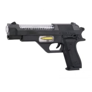 Light and Sound Musical Police Army Style Pistol Revolver Toy Gun Gift for Kids Boys, Black