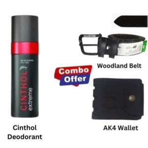 Combo : Cinthol Deodorant + Woodland Belt + Ak4 Wallet