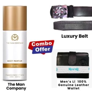 Combo : The Man Company + Luxury Belt + Men's Li Wallet 100% Genuine leather